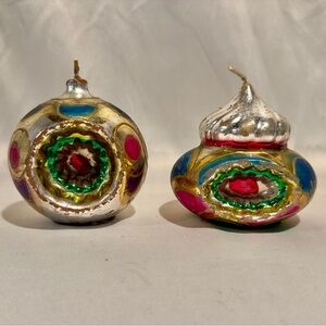 Vintage Christmas Candles Shiny Brite Style Made in Italy-A Pair